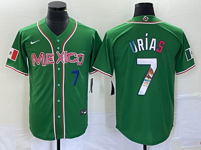 Men 2023 World Cub Mexico #7 Urias Green Nike MLB Jersey6